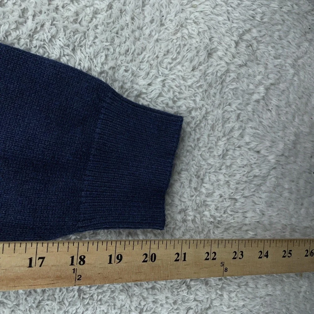 L.L. Bean Sweater Mens Small Navy 1/4 Zip Cashmere Blend Fair Isle Wicked‎ Soft